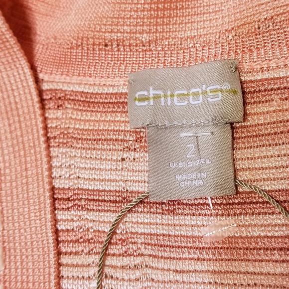 🆕 CHICO'S Embroidered Striped Jacquard Cardigan - Picture 11 of 13
